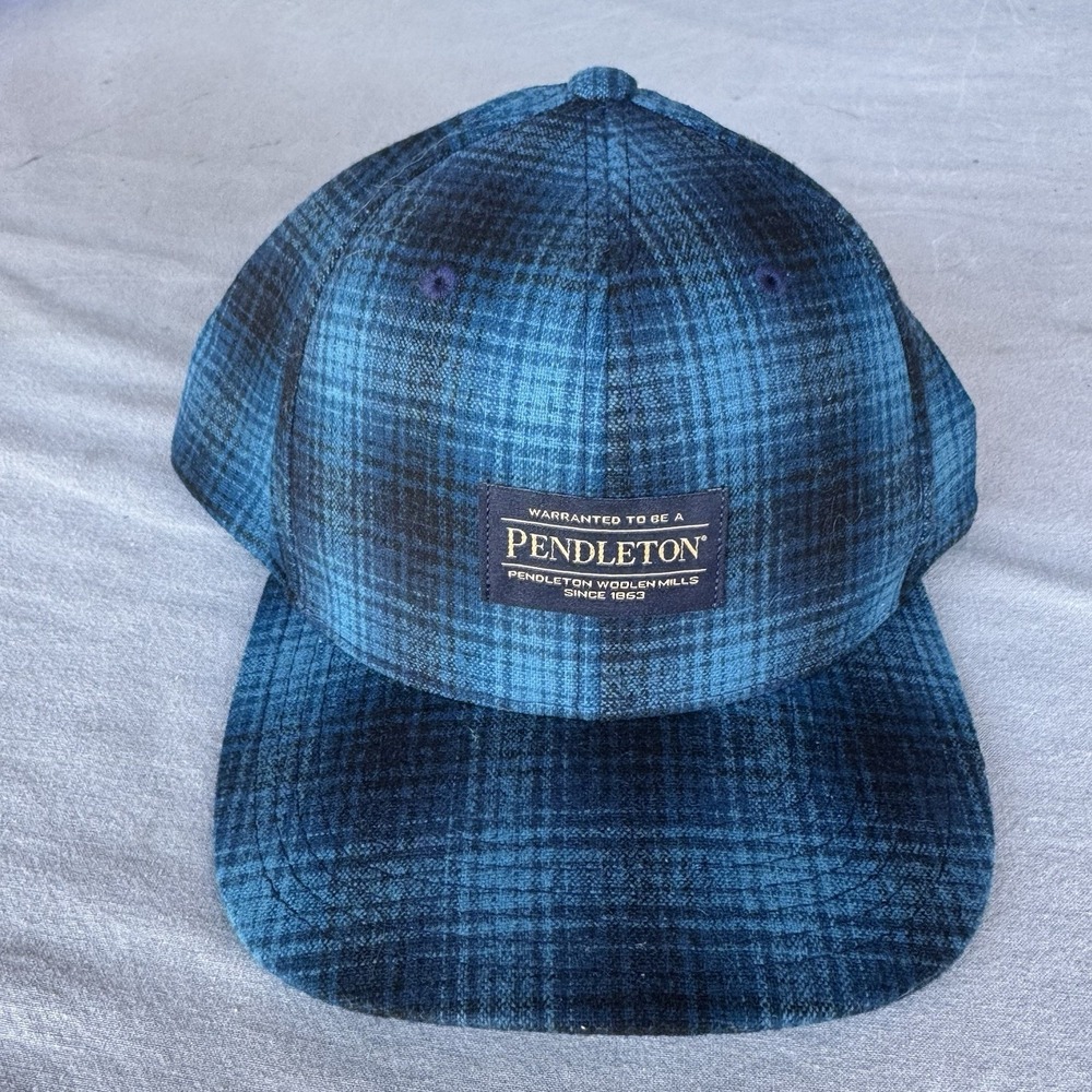 Pendleton Woolen Mills Blue Plaid Snapback Hat Yupoong Authentic